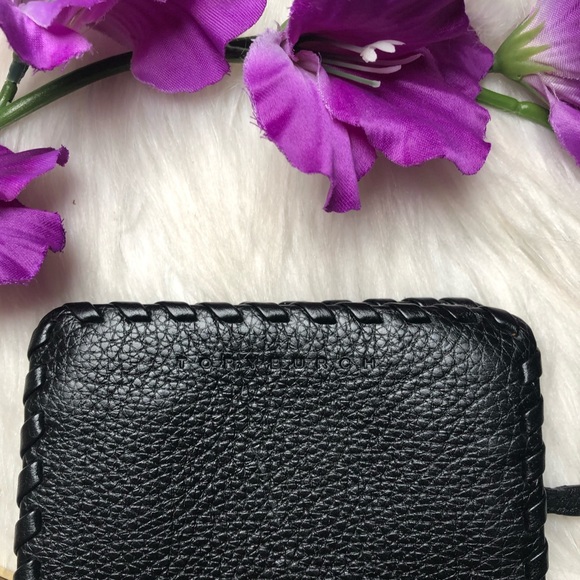 Tory Burch Marion Black Pebble Leather Hidden Zip Coin Wallet/Case w/ Key Ring - Picture 15 of 15